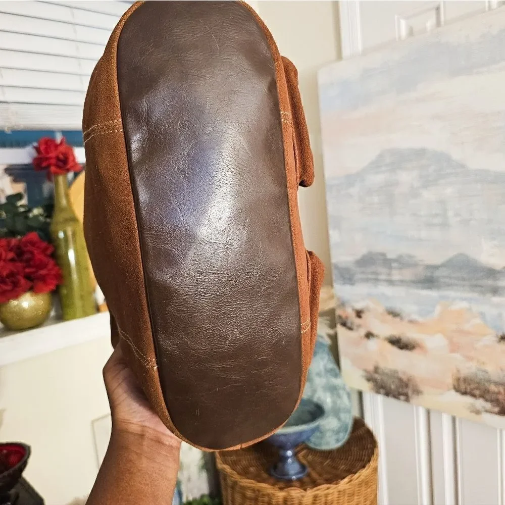 Tignanello Brown Suede Stylish Hobo Handbag.